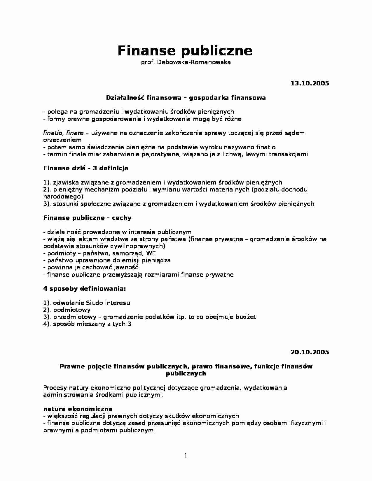 Finanse publiczne - wykłady, rok 2005 - strona 1